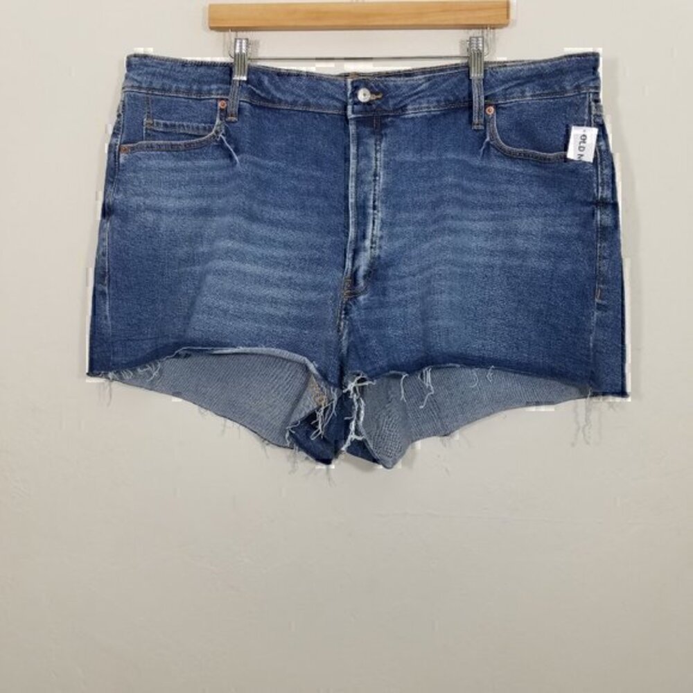 NWT Old Navy Gher High-Rise Hi Sky-Hi A-Line Button Fly Jean Shorts Plus Size 24